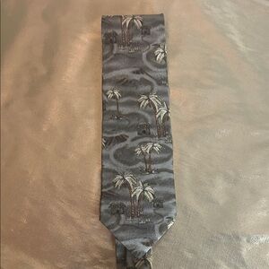 Elegant Army Green Gray Palm Tree Silk Tie Tropical by Tango Free Shipping